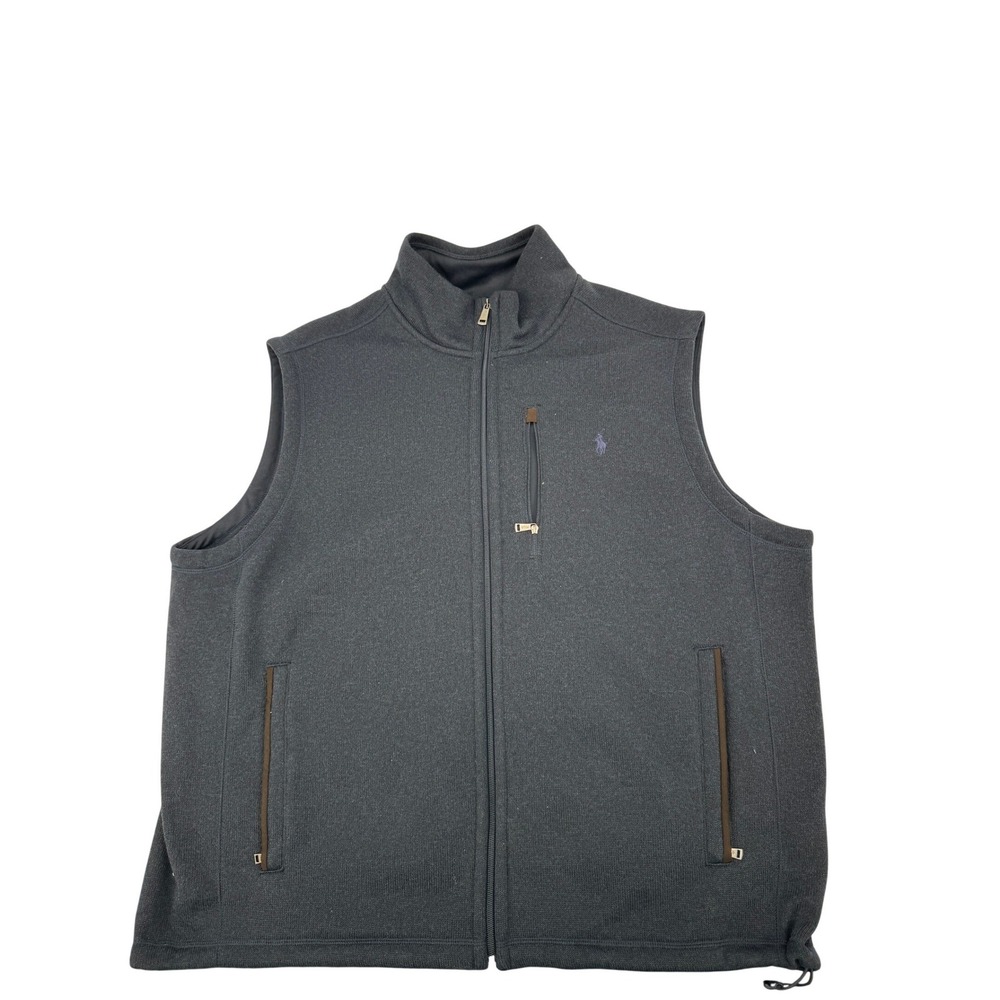 Polo Ralph Lauren Vest Mens 2XB Blue Full Zip Mock Neck Pony Logo Gorpcore Lux